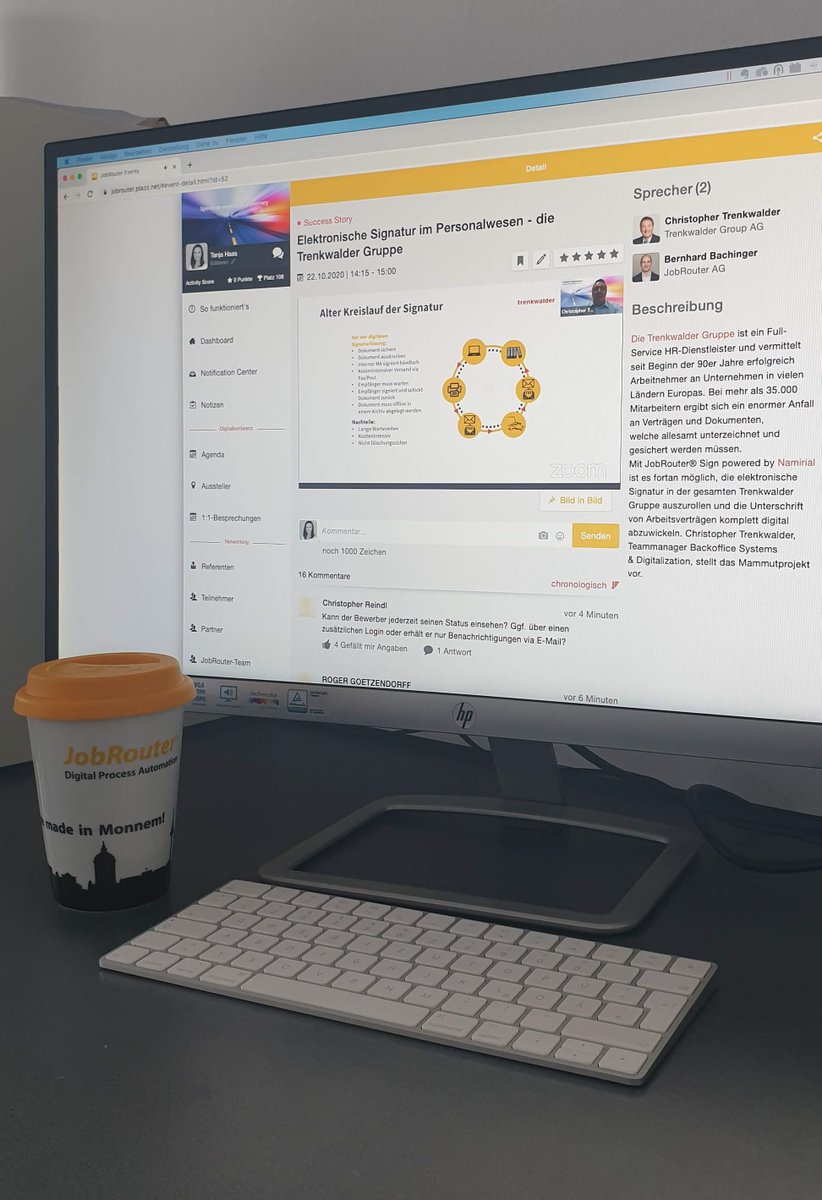 jobrouter's tweet photo. 👏 Applaus an unseren lieben Kunden die @TrenkwalderAT! Vielen Dank an Herrn Christopher Trenkwalder, Teammanager Backoffice Systems &amp; Digitalization, für den spannenden und informativen Vortrag bei der #JobRouter®-#Digitalkonferenz 2020!

#goDigital #Digitalisierung #jrdk2020 https://t.co/ryAkzp3yVZ