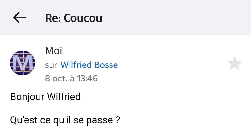 Mais encore 10 jours sans réponse. Il revient avec une nouvelle histoire. J'ai bien l'intention de finir en beauté.