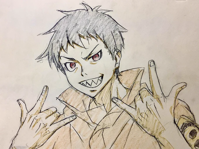 シンラおたおめ、これしか描いてなかったわ
ちな一枚目はコルナの指を素で間違えた
 #炎炎ノ消防隊 