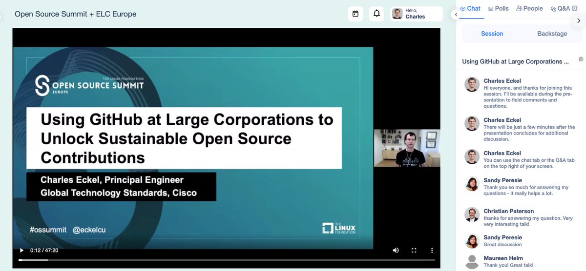 Thanks to all who joined our #OpenSource at large corporations discussion at my talk at #OSSummit. Event registration may be required to access recording at accelevents.com/e/OSSELCEU2020…. Hopefully more generally available soon.