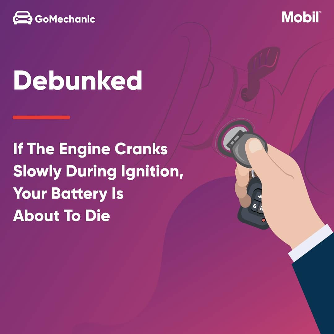 gomechanicindia's tweet photo. Low batteries can cause heavy damage to your car's electrical components, that's why you must know how to recognize it🔋🚘

Get new car batteries on the Gomechanic app at nationwide best prices💸

#carmyths #myth #myths #mythbusters #mythsvsfacts https://t.co/ZqYrJZOycm