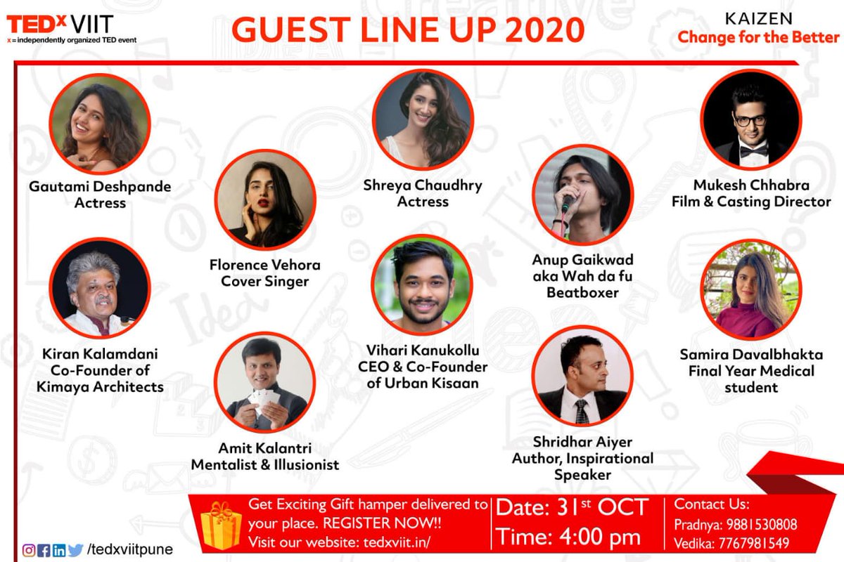 tdkulkarni's tweet photo. An extravaganza by @tedxviitpune , brought to you virtually. Get the TEDx Experience from the comfort of your home! Networking session, goodie bag, invigorating ideas from this stellar line-up, all at ₹300. Register on the link given below!

https://t.co/nDoe4yClcd 

#TEDx #ted https://t.co/DZpDET30tU
