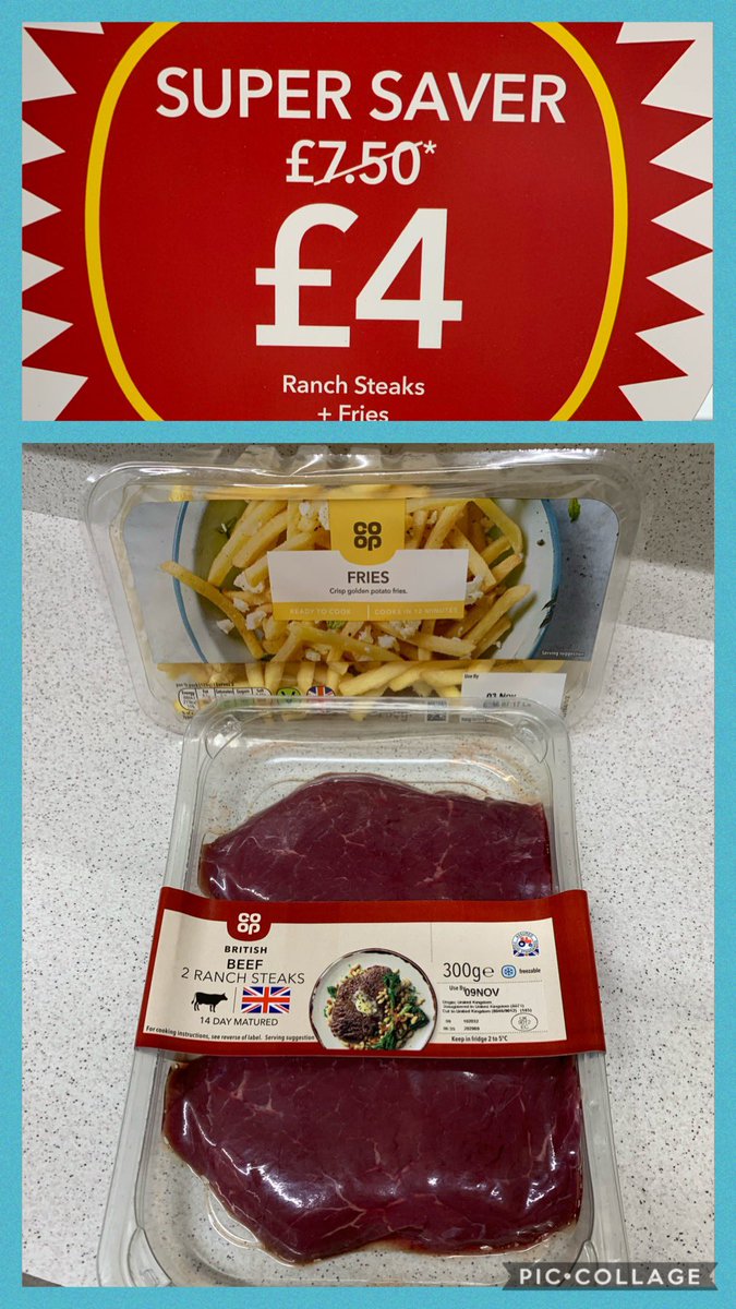 LocalMoodiesb's tweet photo. Our great new super saver meal deal two ranch steaks and chips for only £4 what a great bargain x @luisaarcari @coopuk @peterpalm18 https://t.co/bDQn9Ko9S4