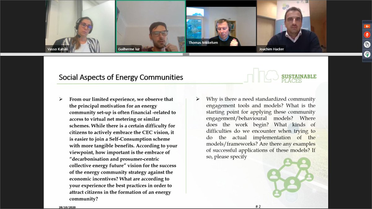 📡It's time to make our coordinator rest a bit 😋

Panel discussion at @sustainplaces, with representatives from @Proseu_Project, @GecoGlobal and @eeeGuessing!

The discussion is being moderated by Vasso from @HT_EnergyLabs , involved in @MERLON_H2020.