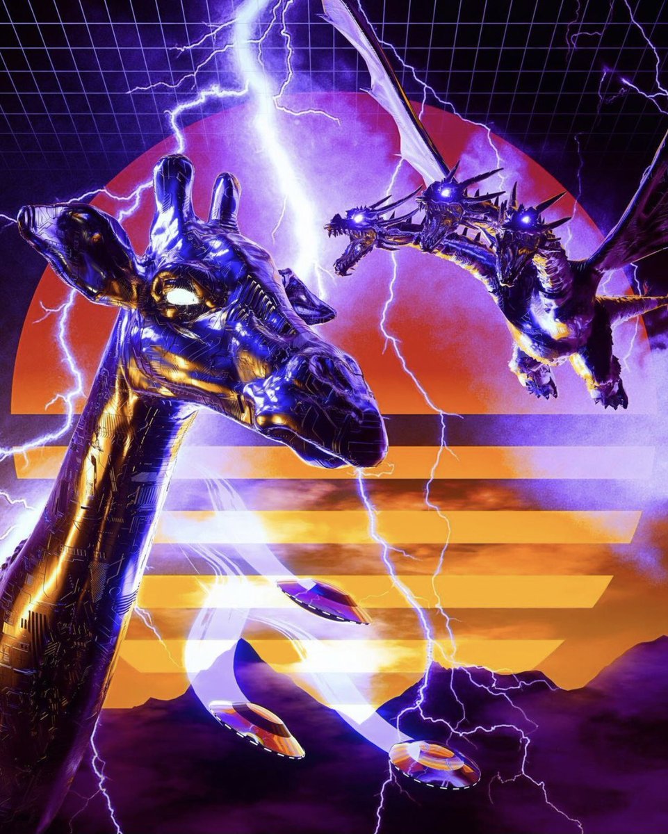 Retrowave_Art's tweet photo. g i r a f f e  k i n g 

Which version is your favorite? 🦒🤖

#Retrowave #Vaporwave #Synthwave #Neon #FantasyArt #DigitalArt

🎨 Blunt_Action https://t.co/L4Hn40k7OD