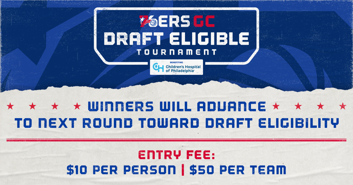 Boneman9000's tweet image. BREAKING:
@76ersGC to announce their 11/14 Draft Eligibility Tournament benefiting @ChildrensPhila for @NBA2KLeague Szn 4. Use link below to register NOW. Tourney admins are @WRproamleague. 48hr windows. No start times after 1am EST. SIGNUP NOW! rb.gy/gyivmn #2KLGrind