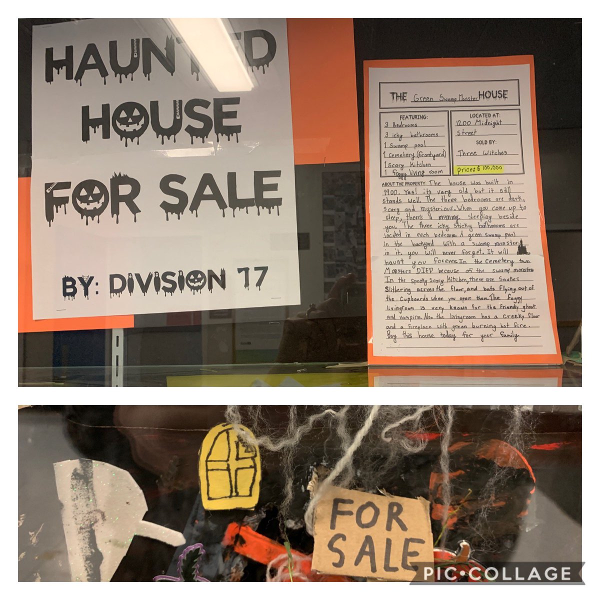 Giacomazzaf's tweet photo. Special real estate for sale! Division 17 create spooky houses.🧛���♂️ @SD41marlborough https://t.co/ky28JH4xC0