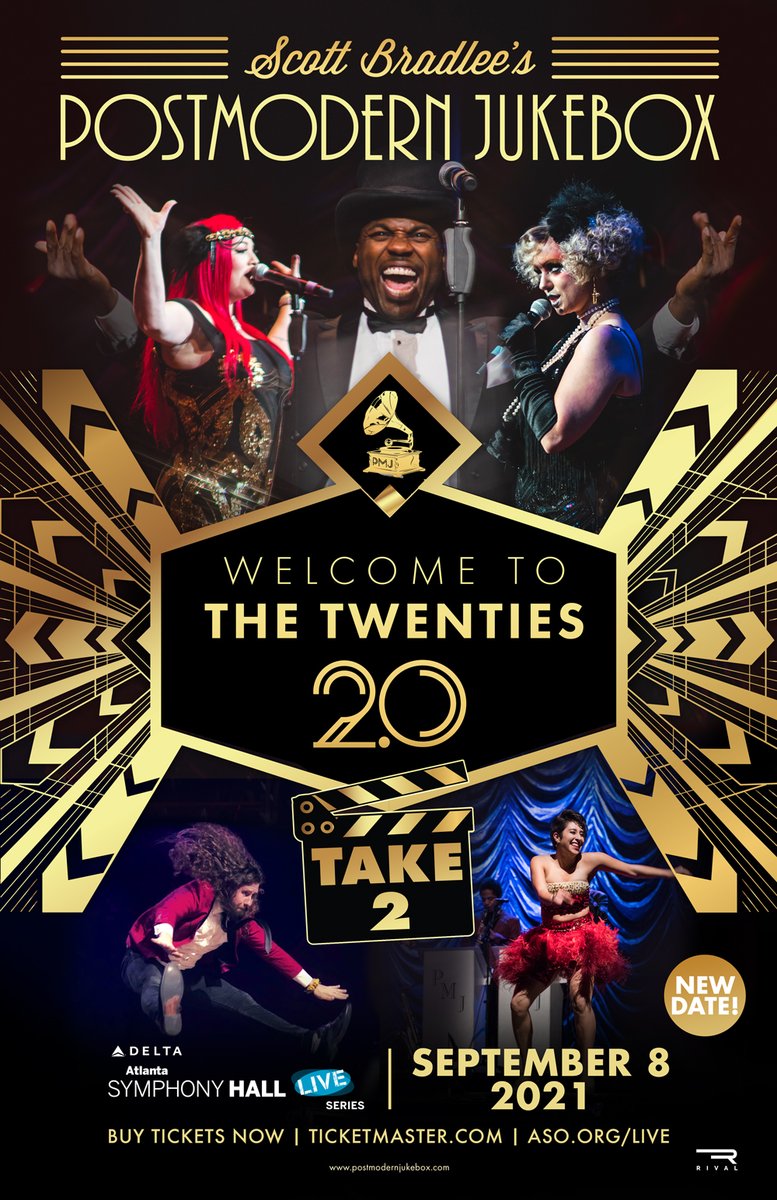 Rival Entertainment (@rivalent) on Twitter photo SHOW UPDATE ✨ <a href="/PMJofficial/">Postmodern Jukebox</a> bring their Welcome To The Twenties 2.0 - Take 2! Tour to <a href="/ATLSymphonyHall/">Atlanta Symphony Hall LIVE</a> on September 8, 2021.
All tickets for the original show date will be honored.
Additional tickets on sale 🎫 bit.ly/Jukebox0402 SHOW UPDATE ✨ <a href="/PMJofficial/">Postmodern Jukebox</a> bring their Welcome To The Twenties 2.0 - Take 2! Tour to <a href="/ATLSymphonyHall/">Atlanta Symphony Hall LIVE</a> on September 8, 2021.
All tickets for the original show date will be honored.
Additional tickets on sale 🎫 bit.ly/Jukebox0402