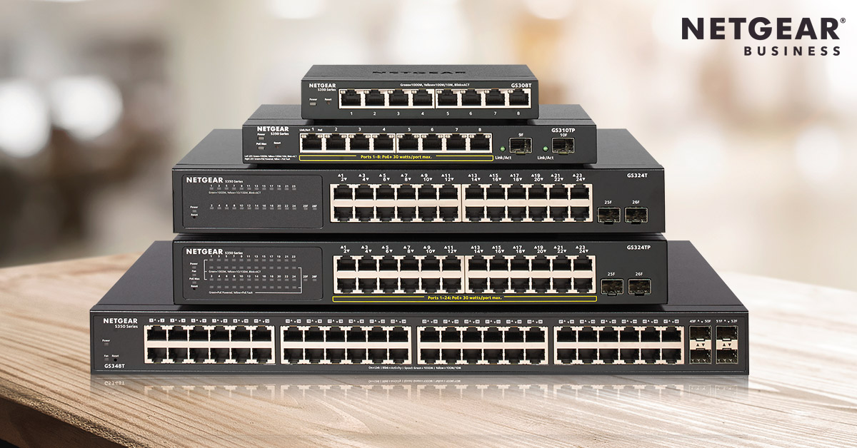 NETGEAR's tweet photo. Advanced switch features without the advanced costs. Get ACL, QoS, LACP, STP, DoS prevention, and more with the S350 series switches.  #NETGEARSwitch #S350 https://t.co/4ArINFL3ER https://t.co/uYp2Mugeag