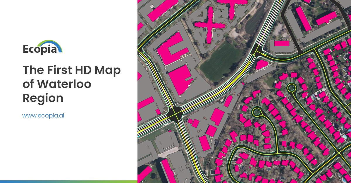 EcopiaAI's tweet photo. Ecopia is creating the first HD Map of Waterloo Region with support from @OCEinnovation #AVIN program, @Communitech, @UWaterloo, and @WaterlooEDC. Stay tuned to learn how to gain access to the #OpenHDMap. In the meantime, check out our Phase 1 Demo: https://t.co/rGG5HHGoU7 #AI https://t.co/x9AJiA99MQ