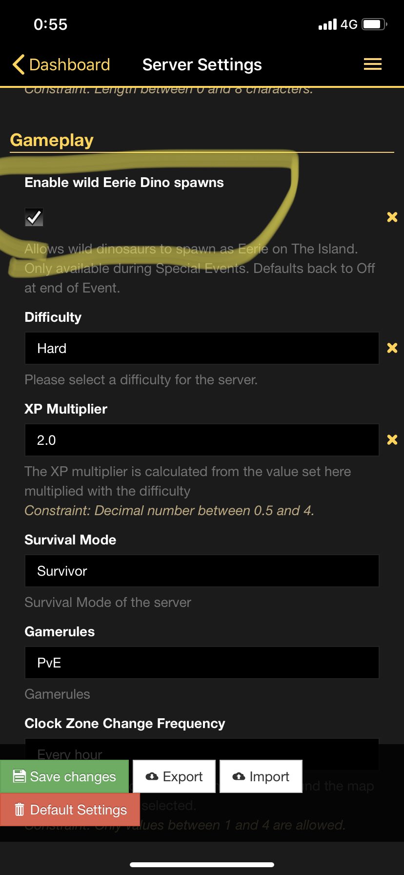 クトルーちゃん Cccla 0402 エリー恐竜はサーバーの設定画面のここにチェック入れて再起動するとスポーンし始めますよー T Co Eaijrtxy1x Twitter