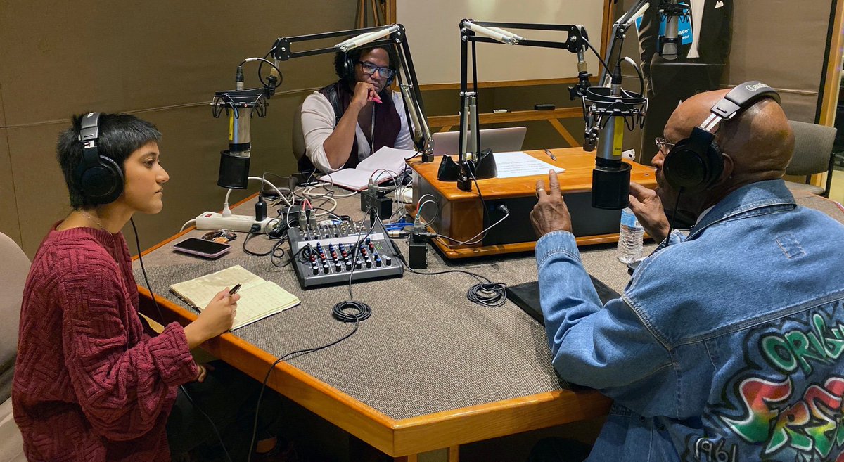 VersifyPodcast's tweet photo. Throwback to pre-COVID days in the studio with Dr. Allen Carson and poet @lagnajita14. We are so, so grateful for these powerful Freedom Writers and their generosity in sharing their story ❤️
#versifypodcast #nashvillehistory #CivilRights #freedomsummer #poetry #activism #podcast https://t.co/IBcoz7ocrJ