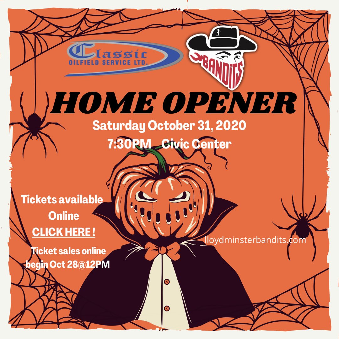 Our home opener is this Saturday at 7:30pm as we face off against the Killam Wheat Kings. Purchase tix online at eventbrite.ca/e/lloydminster…