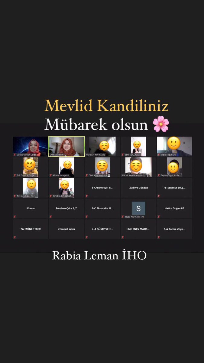 Rabia Leman Imam Hatip Ortaokulu olarak Mevlid-i Nebi etkinliklerimize pandemi sürecinde de devam ettik. Tüm islam aleminin Mevlit Kandili mübarek olsun. <a href="/ziyaselcuk/">Ziya Selçuk</a> @ismail_gunday <a href="/yilmaznazif/">Nazif Yılmaz</a> <a href="/meb_dinogretimi/">MEB Din Öğretimi Genel Müdürlüğü</a> <a href="/memleventyazici/">Levent Yazıcı</a> <a href="/istanbulilmem/">İstanbul İl Millî Eğitim Müdürlüğü</a> <a href="/KahramanMustafi/">Mustafa Kahraman</a>