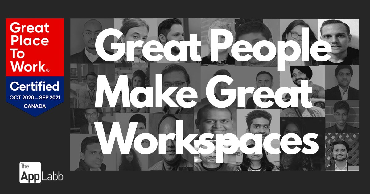 TheAppLabb's tweet photo. TheAppLabb is proud to be awarded as a ‘Great Place to Work’, as a recognition for our amazing organizational culture.
The award criteria is the level of trust in the workplace based on: Credibility, Respect, Fairness, Pride and Camaraderie.

#GPTWCertified  #bestworkplaces https://t.co/zh500krYYx
