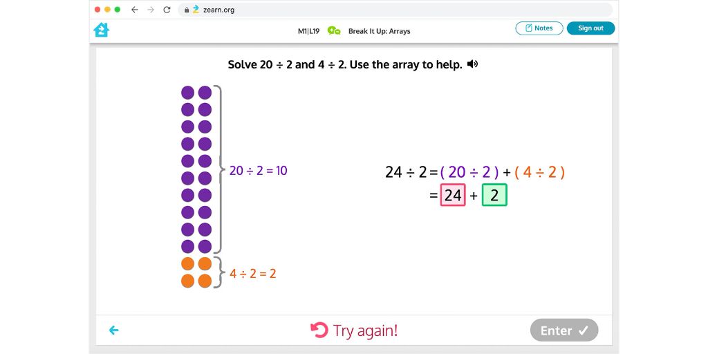 zearned's tweet image. When students aren’t afraid to make a mistake, they’re free to engage with their learning. #ZearnMath digital lessons include real-time feedback that is safe and supportive so students can identify what they got wrong, try again, and keep the learning going! #asynchronouslearning