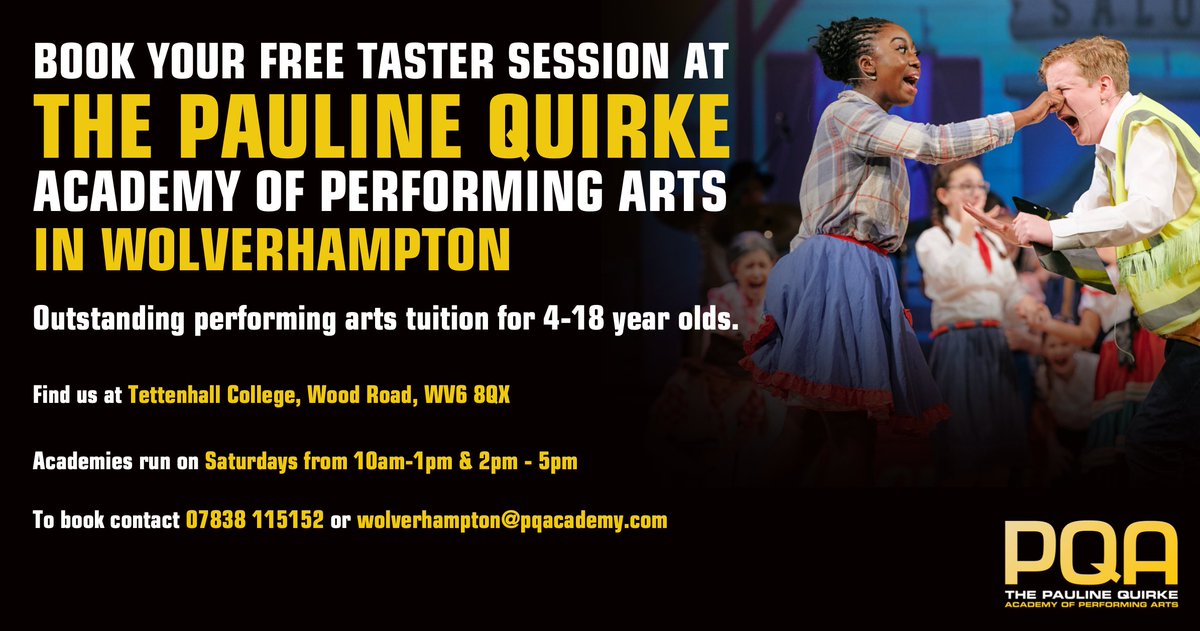 Can't drama or film at school/college? PQA Students study and make films, perform in the West End, Edinburgh Fringe and much more. Book a free taster session now by calling Julian on 07838115152 or email wolverhampton@pqacademy.com. #Wolverhampton #Acting #Drama #MusicalTheatre https://t.co/aZcmS3sXeG