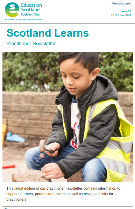 EducationScot's tweet photo. 📢 Our latest #ScotlandLearns practitioner newsletter is now available. It has great learning activities, timely resources, 2 new insightful #EdSketchnotes, advice to share with parents and carers, plus much more! Please check it out and share: 👇
https://t.co/oGB20TKhjw https://t.co/j1eE2n9US4