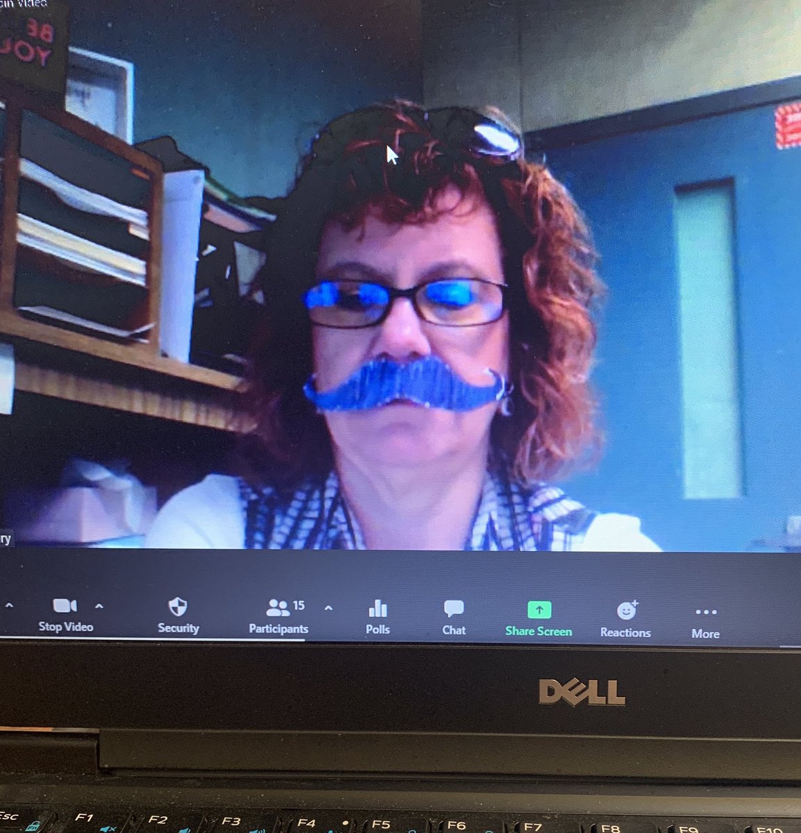 RadteacherAvery's tweet photo. Zoom fun with the kiddos today - mustache theme day https://t.co/O6e9gbFeBw