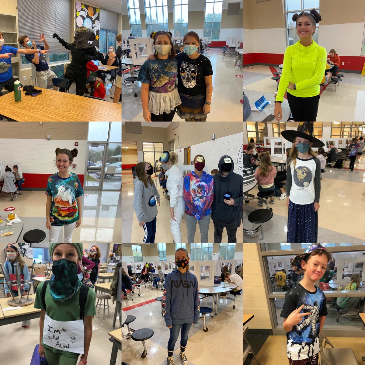 KRobSMMHS's tweet photo. It was SO hard to choose today’s winners for Out Of This World Wednesday! Everyone looked great! Congrats to our faculty winner, Ms. Horn, and our student winners Violette, David, and Teresa!
#SMMHSSoars
#SMMHS2020HoCoWeek https://t.co/ncSy9t7D1E