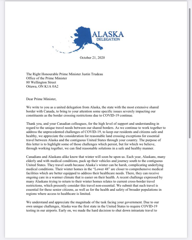 HSC19AC's tweet photo. Letter to @JustinTrudeau from @GovDunleavy @lisamurkowski @SenDanSullivan @repdonyoung asking for the #bearbubble 🐻 to be approved to end suffering at the Stewart🇨🇦 + Hyder🇺🇸 border. @BillBlair @taylorbachrach @JackHarrisNDP @PattyHajdu @jjhorgan @KirstenHillmanA @Premier_Silver https://t.co/iMwZEaPYyz