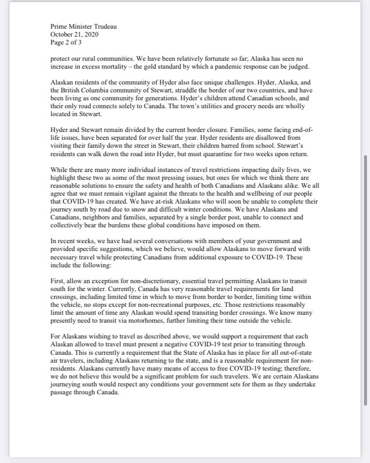 HSC19AC's tweet photo. Letter to @JustinTrudeau from @GovDunleavy @lisamurkowski @SenDanSullivan @repdonyoung asking for the #bearbubble 🐻 to be approved to end suffering at the Stewart🇨🇦 + Hyder🇺🇸 border. @BillBlair @taylorbachrach @JackHarrisNDP @PattyHajdu @jjhorgan @KirstenHillmanA @Premier_Silver https://t.co/iMwZEaPYyz
