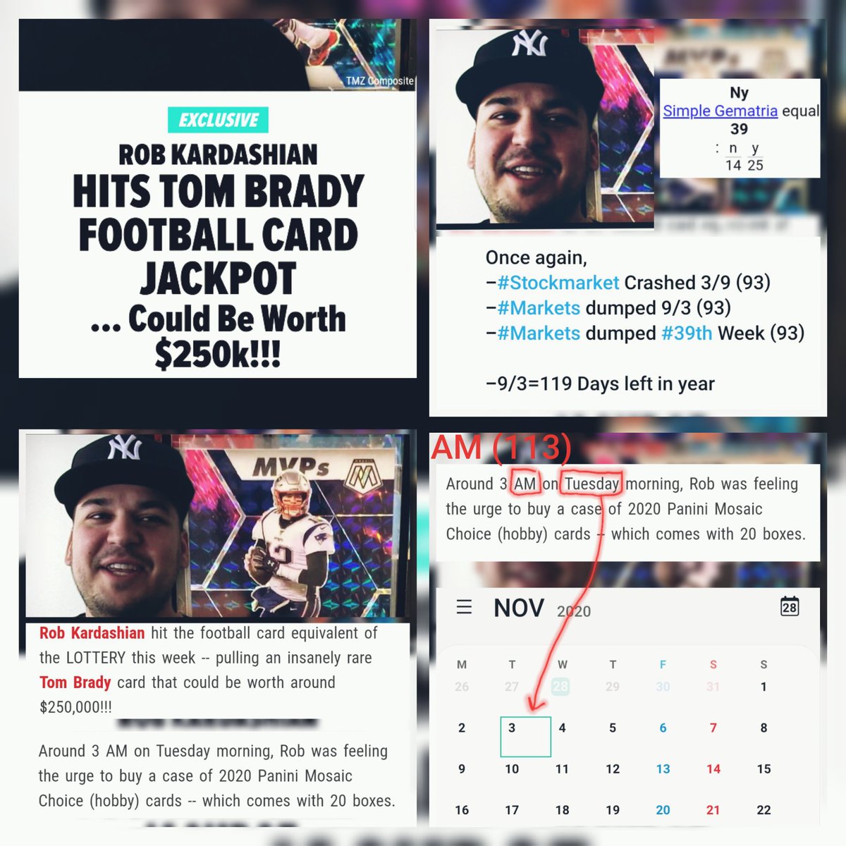 TheMatrixology's tweet photo. "#Rob Kardashian Hits Tom Brady Football Card Jackpot"

-Another good example of a #News story #used for the #purpose of #InsiderTrading 👈 By the #Elite

-If you #read it carefully and look at the #wording, you will see that they are conveying a #message

#ReadBetweenTheLines👁 https://t.co/lm6WZd0I1V