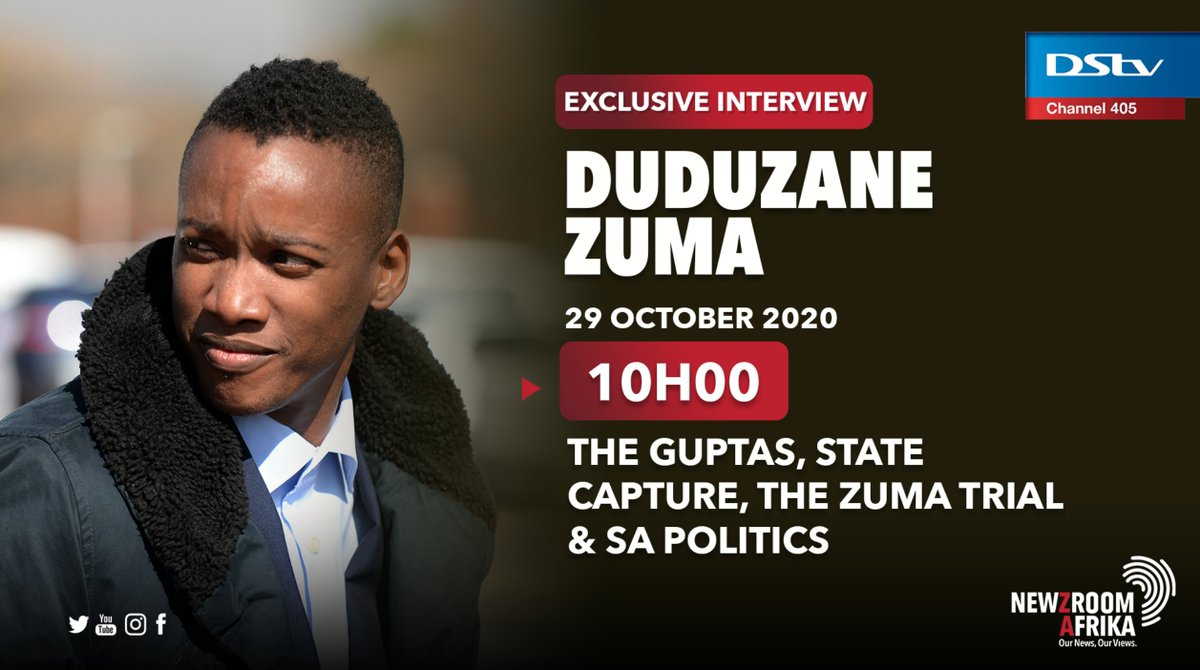 Newzroom405's tweet photo. [NOT TO BE MISSED] Catch Duduzane Zuma in a no-holds barred interview with anchor @XoliMngambi and Newzroom Afrika’s Politics Editor @sbungalwa at 10am tomorrow.

#Newzroom405 #DuduzaneOn405 https://t.co/sSuJTF0Kzd