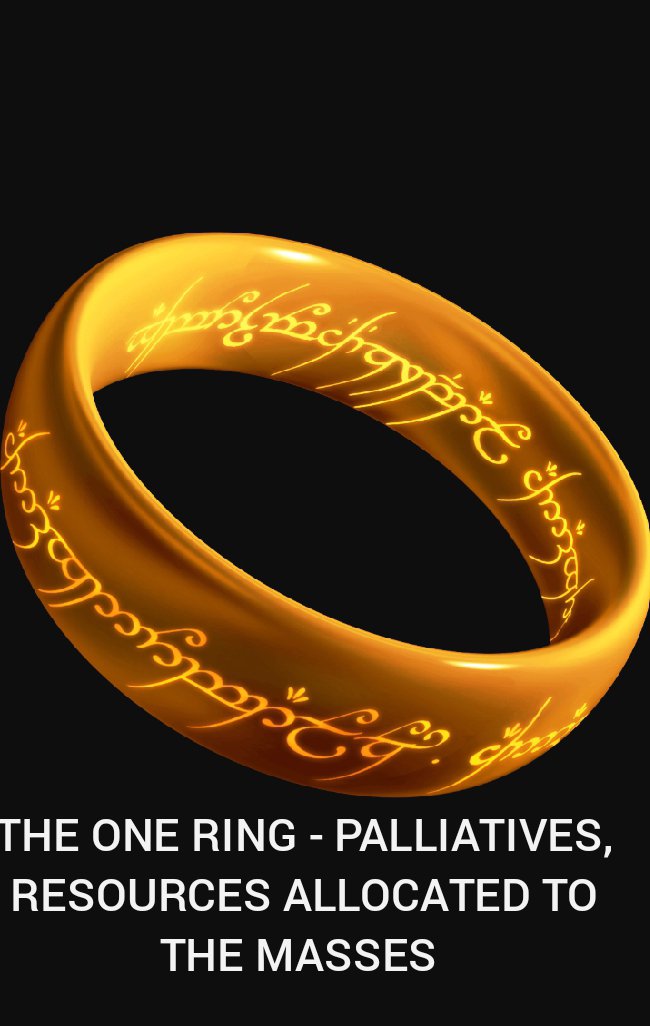 11. THE ONE RING - PALLIATIVESSome people hid itEverybody is looking for it. Selected few looting everything meant for billions of people just like in the movie