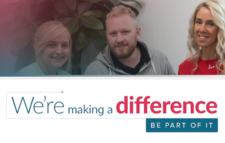 South Gloucestershire staff with the careers logo which says "We're making a difference, be part of it"