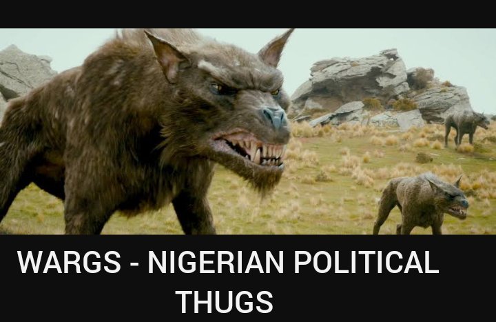 14. WARGS - POLITICAL THUGSThey can't think for themselves just like wargs, they need some rotten politician to lead to go and wreck havoc on peaceful protesters... Las Las dem defeat all of them for the movie #EndSARS   #endbadgovernance #LekkiMassacre