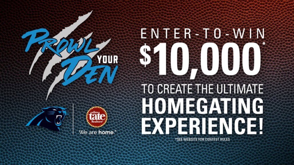 Panthers's tweet photo. Time to spice up your gameday headquarters?

Enter the Allen Tate’s Prowl Your Den contest to win a $10,000 Visa gift card

ᴄʟɪᴄᴋ ʜᴇʀᴇ: https://t.co/l8FHU2xp4z https://t.co/BRKXBSBbMM