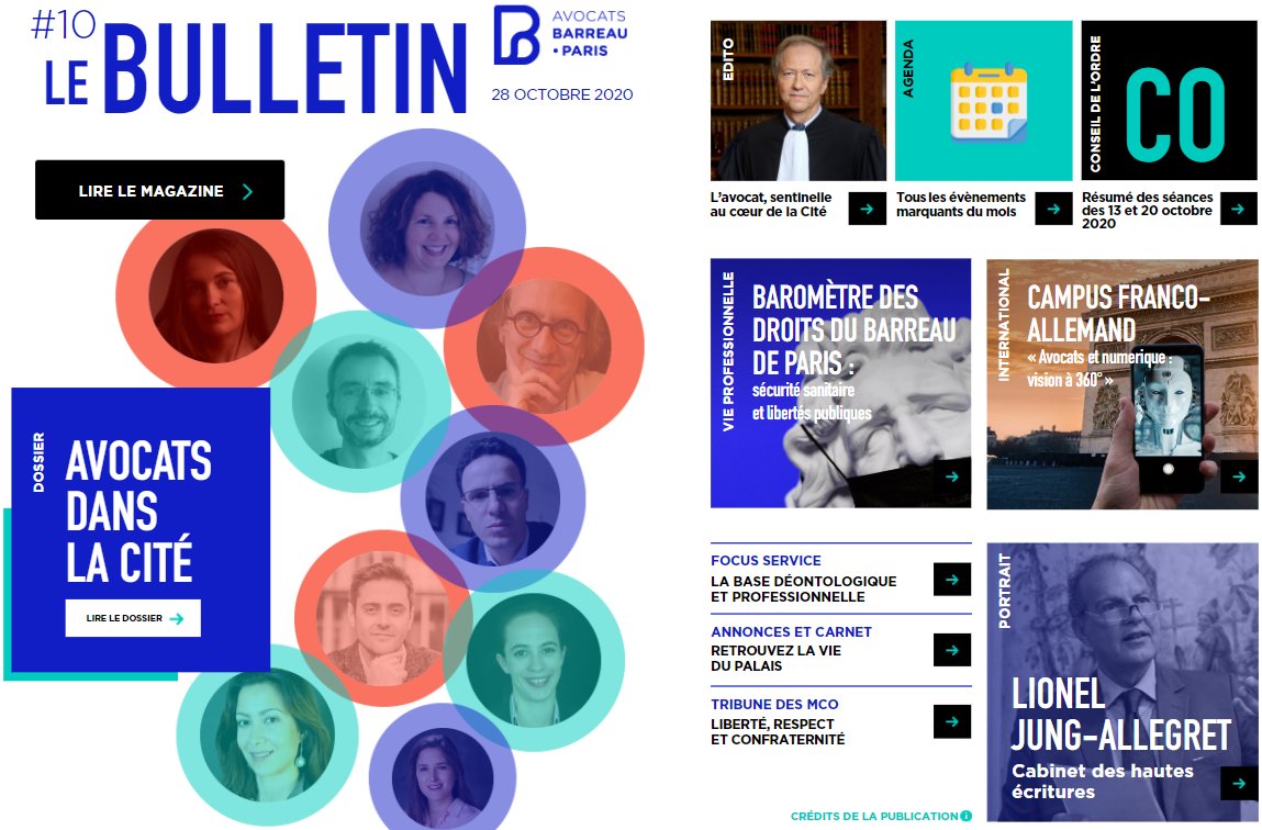 Avocats_Paris's tweet photo. 🗞️Le #Bulletindubarreau n°10 est disponible ! 

L'#avocat sentinelle au cœur de la cité, #baromètredesdroits : sécurités sanitaires et libertés publiques, résumés des séances du #CO, retour sur le campus franco-allemand et +➡️https://t.co/B3d2g4svtB https://t.co/haMOqBrCot