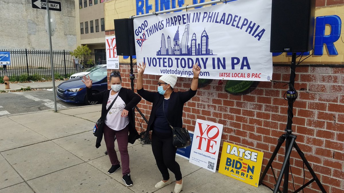 IATSELocal8's tweet photo. Getting out the vote again at Julia de Burgos elementary! Come drop off your completed ballot or request a replacement if yours hasnt arrived. Find the election office closest to you at https://t.co/IgfxiFqBPJ! #VoteTodayInPA https://t.co/cEk8ca0P2u
