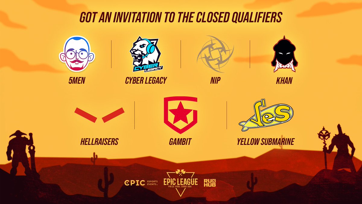 epicentergg's tweet photo. 🔥 The second seven teams invited to the closed qualifiers of EPIC LEAGUE Dota 2 are here!
Who are your favorites? 😏
#EPICLeague #EPICLeagueDota2
#5MEN #CyberLegacy #NiP #KHAN #HellRaisers #Gambit #YES #LiveToWin #TeamUnique #TeamEmpire #Winstrike #CyberiumSeed #Mudgolems #B8 https://t.co/lgX1nXVGgC