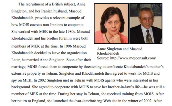 31)Damning evidence: Airfare provided by NIAC for two Iran intel agents, Massoud Khodabandeh & his wife Ann Singleton, to come to the US in 2008.Library of Congress issued a Pentagon-requested report describing the two as recruited by Iran's intel (MOIS) in the 1990s.