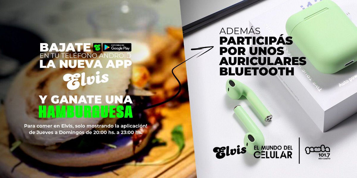 Gamba 101.7 (@gambario4) on Twitter photo Mirá este terrible concurso!
Descargate la app de <a href="/elvisriocuarto/">Elvis Río Cuarto</a> para participar!
Dale RT a la publicación y deja tus datos! Mirá este terrible concurso!
Descargate la app de <a href="/elvisriocuarto/">Elvis Río Cuarto</a> para participar!
Dale RT a la publicación y deja tus datos!