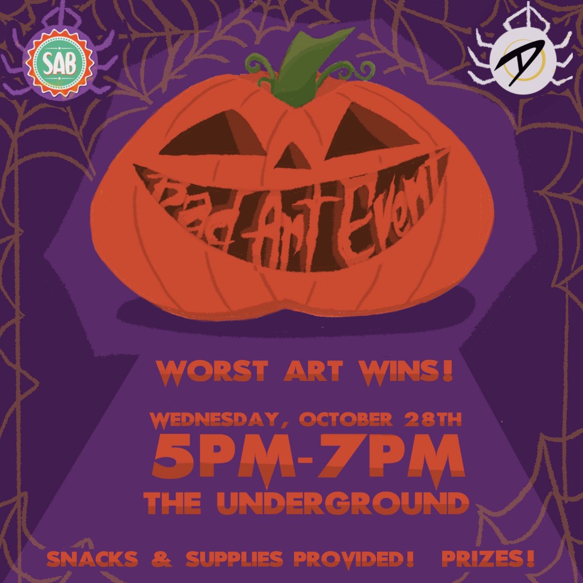 BVUSAB's tweet photo. Tonight the art and design club is doing a bad art event! Come show off your lack of art skills. SNACKS WILL BE PROVIDED! Along with supplies. Hope to see you there! https://t.co/N2DUr1vFyw