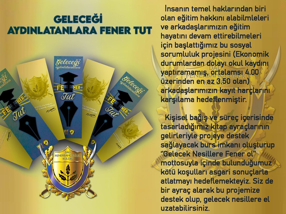 Başlatmış olduğumuz sosyal sorumluluk projesi ile geleceği aydınlatanlara  hep birlikte fener olalım. 
#DAUFEB