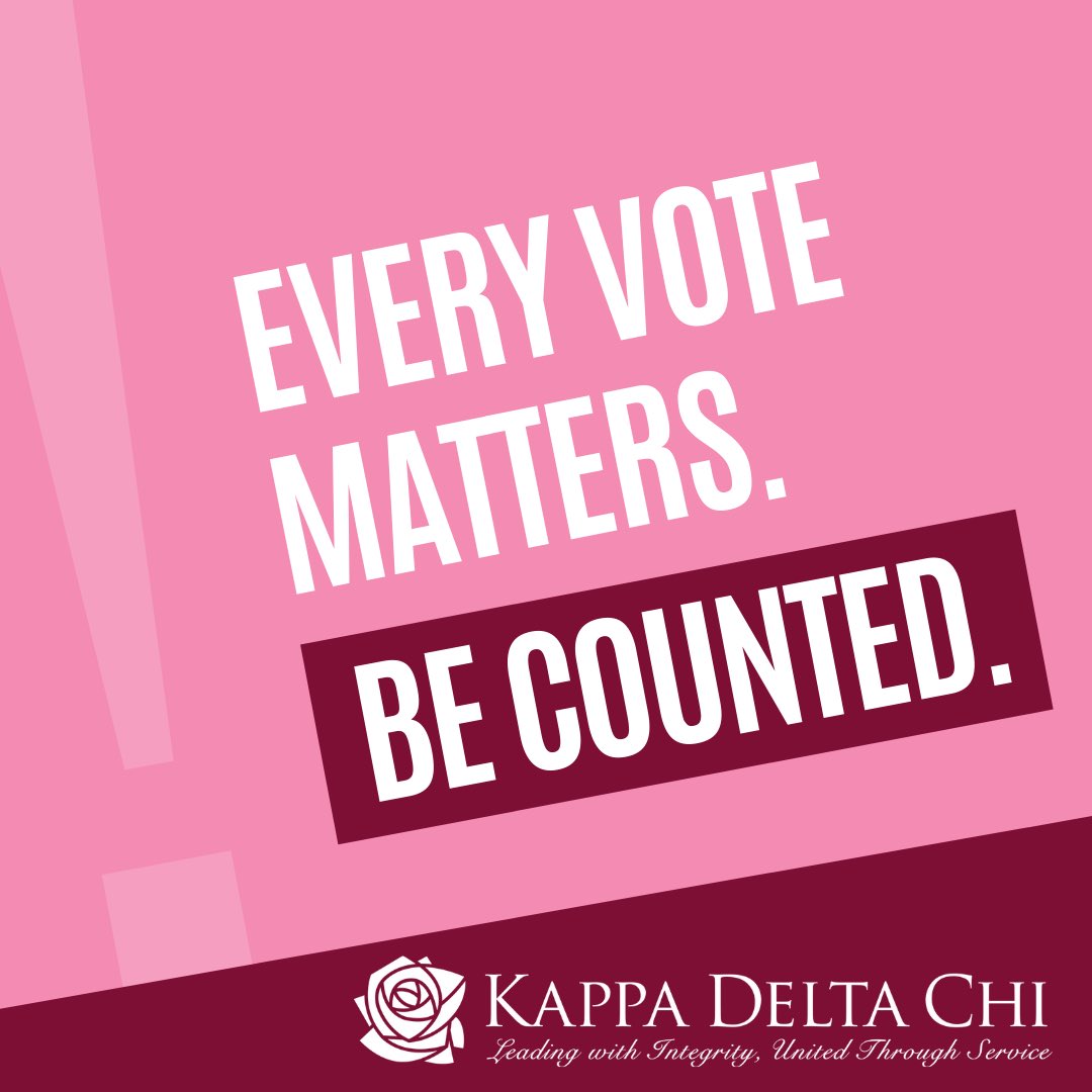 KDChi's tweet photo. Voting is one of the many ways to make effective change in our society 🗳 Vote for your future and for those that can’t! 

#Vote2020  #KappaDeltaChi #KDChiNationals #KDChi #KDChiLeader #UHIL #Sorority #Sisterhood #Vote https://t.co/K9FN4z1oL2