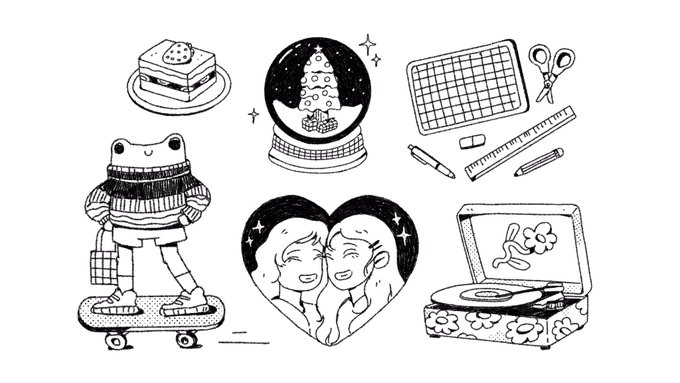 some practice doodles from last week! I asked people on instagram to name a thing and drew their answers! ? 