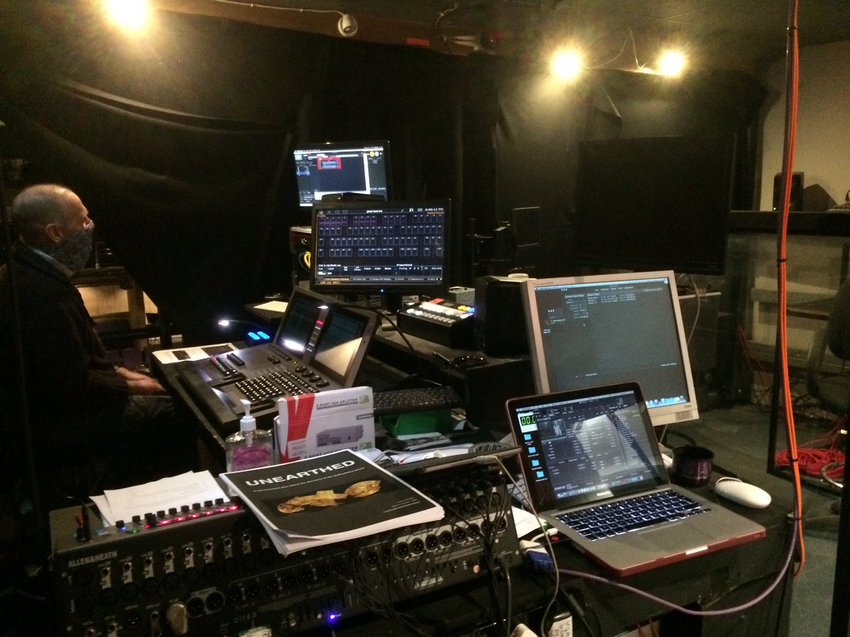 The combined brain power of the new Vic tech dept + telephone support ⁦<a href="/illuminosvales/">Illuminos</a>⁩ we might just mak #hoardreimagined ⁦<a href="/NewVicTheatre/">New Vic Theatre</a>⁩