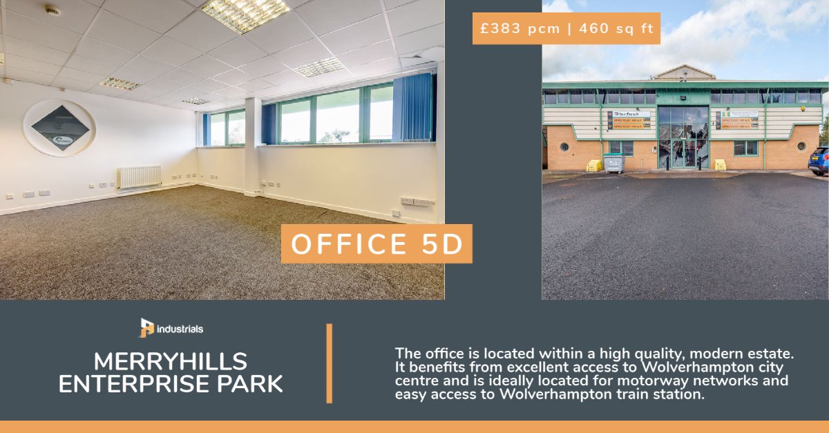 Office 5D 460 sq ft Merryhills Enterprise Park, Wolverhampton is located within a high quality, modern estate. It benefits from excellent access to Wolverhampton city centre.
https://t.co/gPXvt9BPQ1
#industrials #commercialspace #wolverhampton #officespace https://t.co/paXv27g9eV