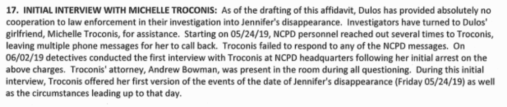 Sami89219007's tweet photo. #FACT 14 #michelletroconis
Troconis FAILED TO RESPOND for 9 DAYS when investigators reached out for assistance regarding missing mother of 5, Jennifer, beginning on the day of her disappearance up until her ARREST IN CONNECTION.
๐ท excerpt from Arrest Warrant 3 https://t.co/mqvwgdaUIT