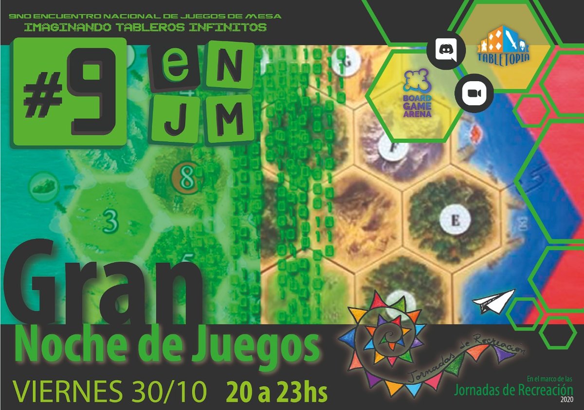ENJM_arg's tweet photo. En el marco de las 18as Jornadas de Recreación vamos a estar compartiendo una Gran Noche de Juegos de Mesa.
Te invitamos a participar de este hermoso encuentro y a sumarte a jugar el viernes desde las 20hs!
#nochedejuegos #recreacion #9enjm #juegosdemesa https://t.co/KlkWK6dk9d