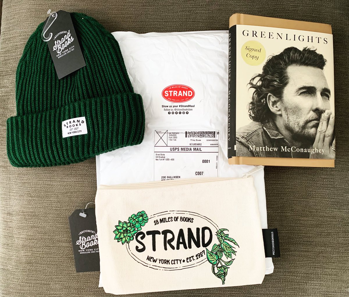 bookishbelle's tweet photo. My #StrandHaul included a BOOK SIGNED BY MATTHEW MCCONANUGHEY! What a surprise!
I know how shitty the owner, Nancy Wyden, is but I still support @strandbookstore for itβs employees and in blind hope that the bookstore will survive long enough to be inherited by a good human. β₯οΈ https://t.co/XrMTQUDZSX