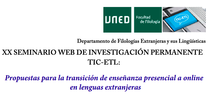 XX SEMINARIO WEB DE INVESTIGACIÓN PERMANENTE TIC-ETL: Propuestas para la transición de enseñanza presencial a online en lenguas extranjeras
27/11/2020, 9:30-13.00 Online. Dónde inscribirse: forms.gle/GE4A9GQmS14yjG… 
inscripciones abiertas hasta el 26 de noviembre
<a href="/marilocastrillo/">María Dolores Castrillo</a>