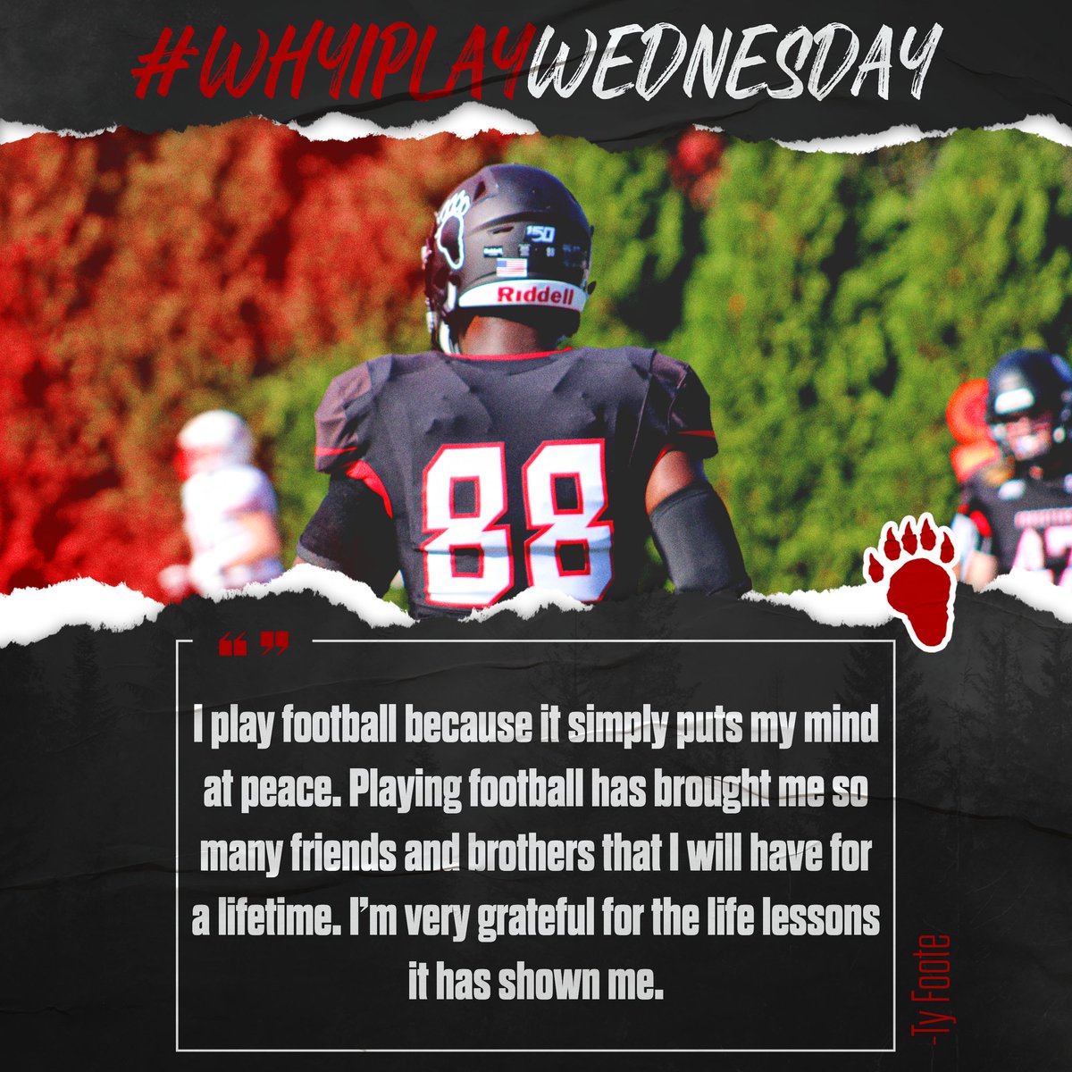 LFC_FOOTBALL's tweet photo. Read why SO Defensive Lineman Ty Foote plays football! #WhyIPlayWednesday #ForesterFootball #ForestFreak #GoForesters #rockstandard https://t.co/3mrWn2a9Yp