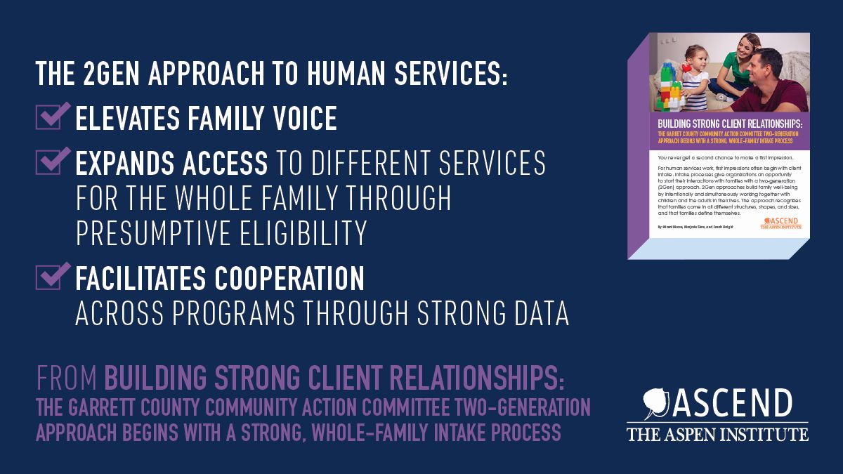 AspenAscend's tweet photo. The #2Gen Approach to Human Services: 

🗣️elevates family voice
👨‍👨‍👦 expands access to different services for the whole family through presumptive eligibility 
📈facilitates cooperation across programs through strong data

#2GenLevelsUp https://t.co/FeHd5x74X8
