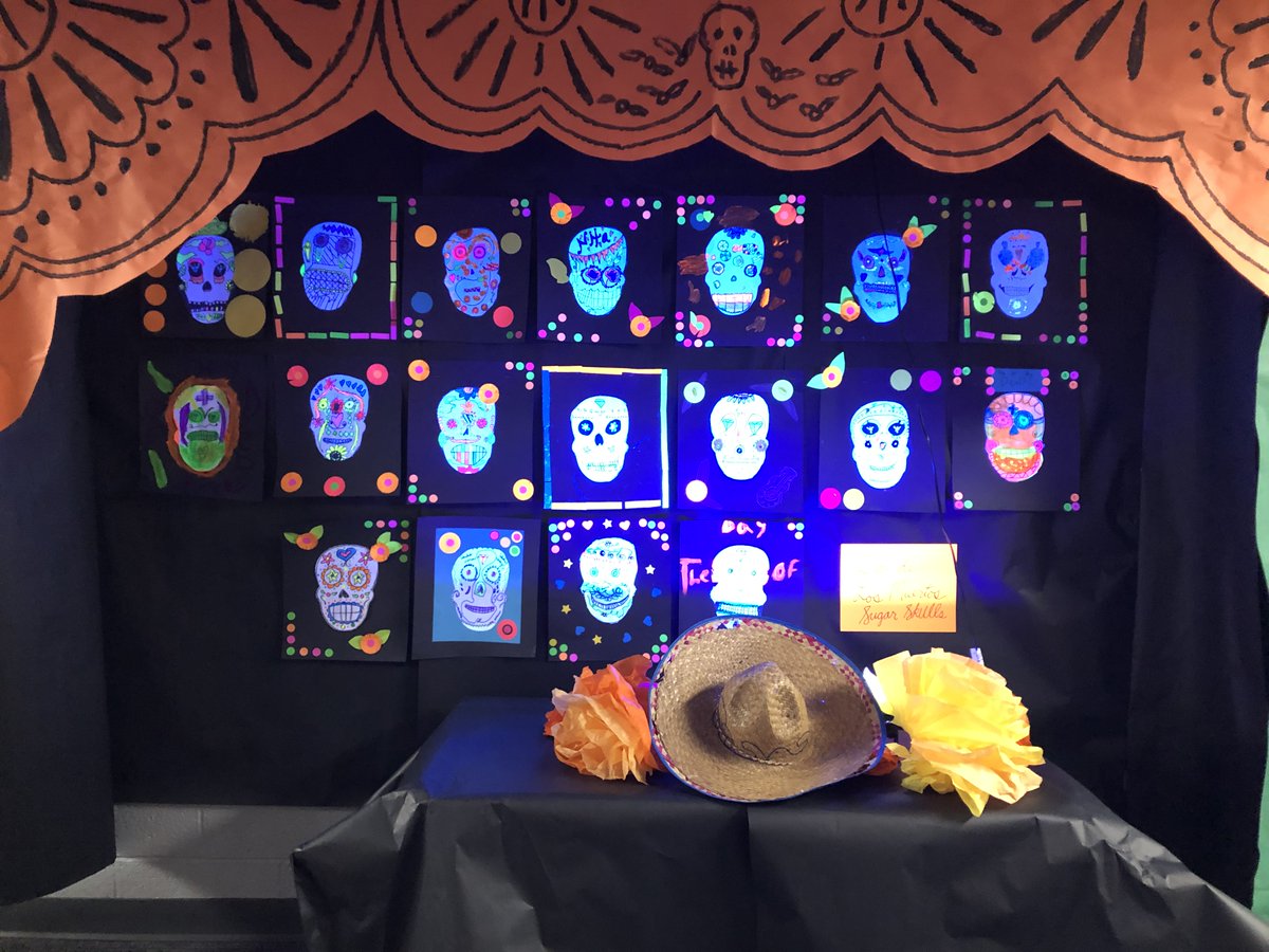 Our Ss and Ts continue to astound me!  Take a look at Mrs. Kleckner's students' artwork to celebrate Dia de los Mueros!!  Thank you, Ms. Vlahos for putting this awesome project together!